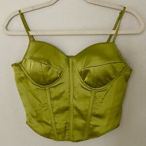 Sincerely Jules Olive Satin Corset Top